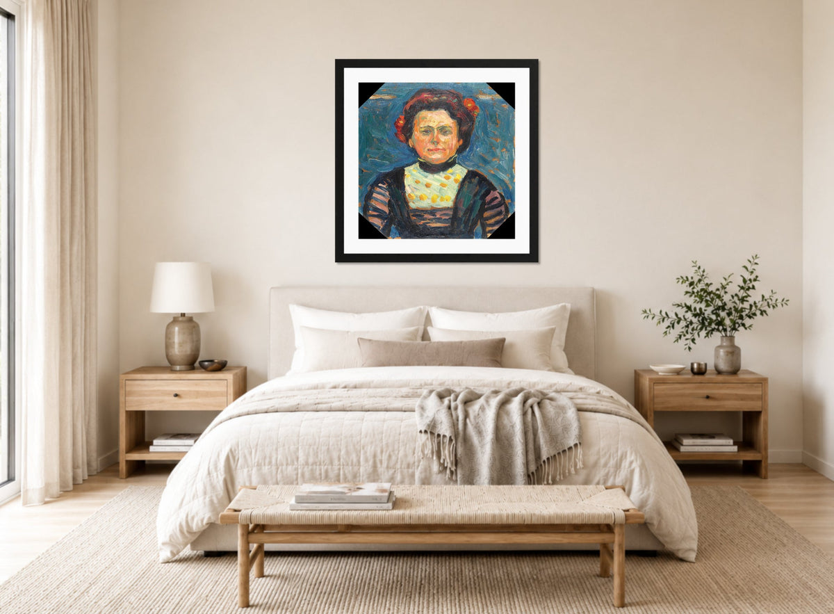 Hermann Max Pechstein Print, Mrs. displayed above a bed