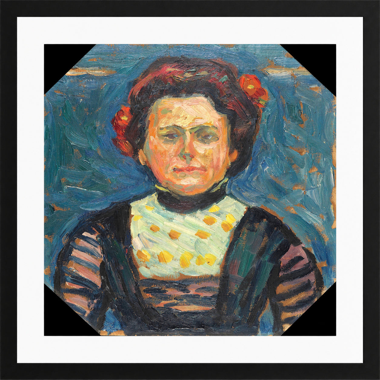 Hermann Max Pechstein Print, Mrs. in a black frame
