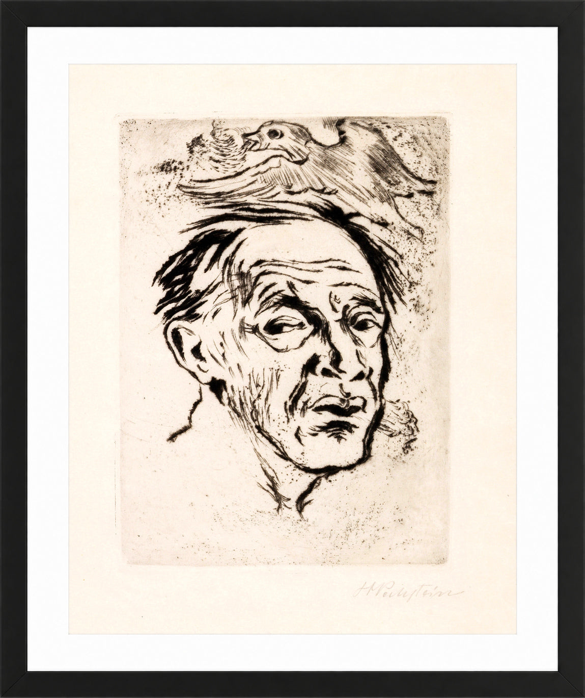 Hermann Max Pechstein Print, Self-portrait (1948) in a black frame