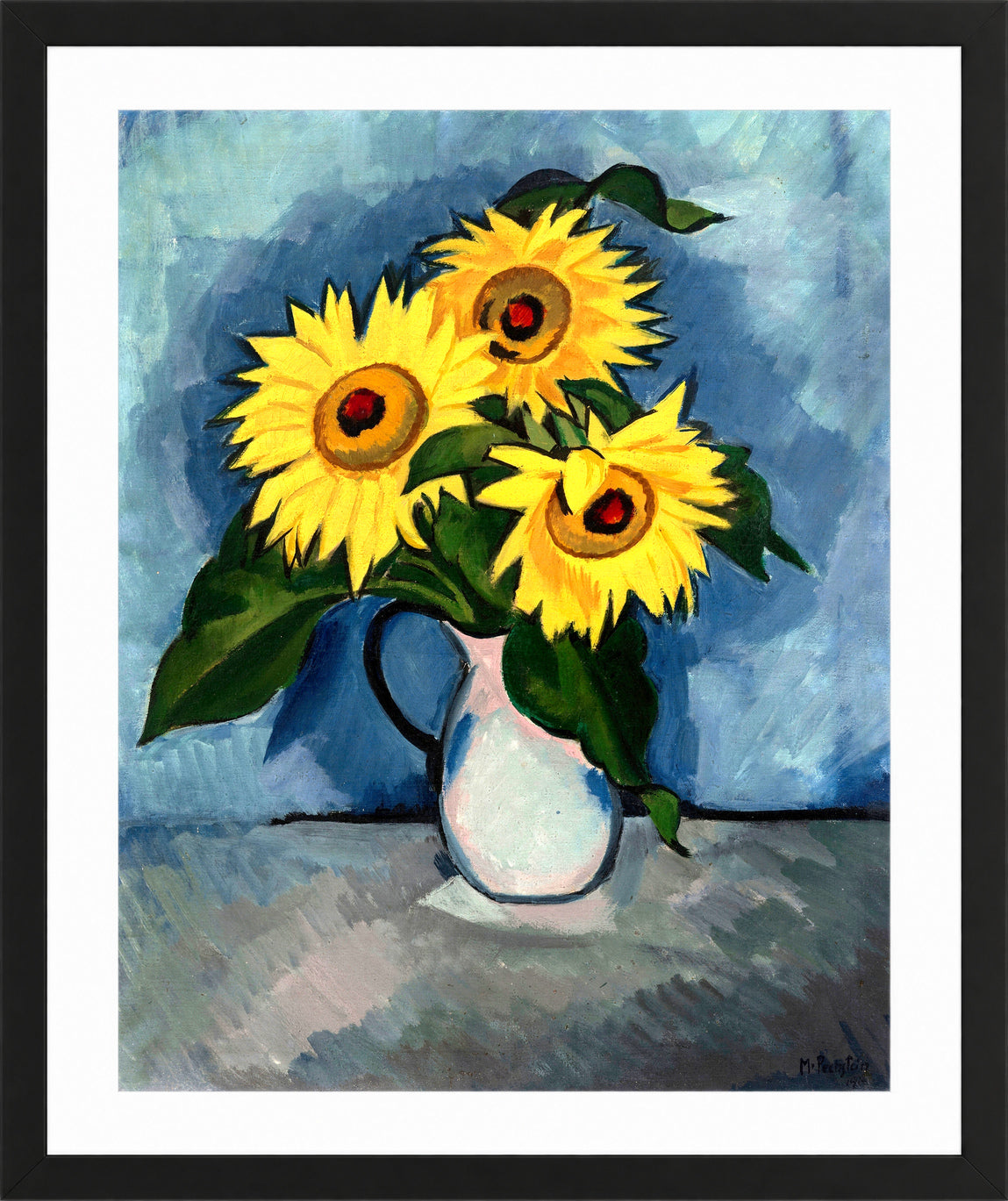 Hermann Max Pechstein Print, Sonnenblumen (1912) in a black frame