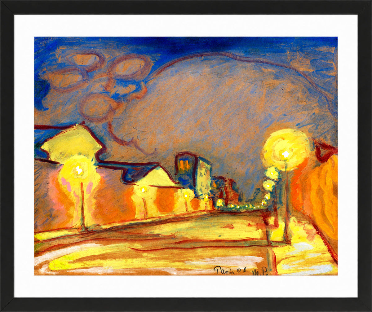Hermann Max Pechstein Print, Street in Paris (1908) in a black frame