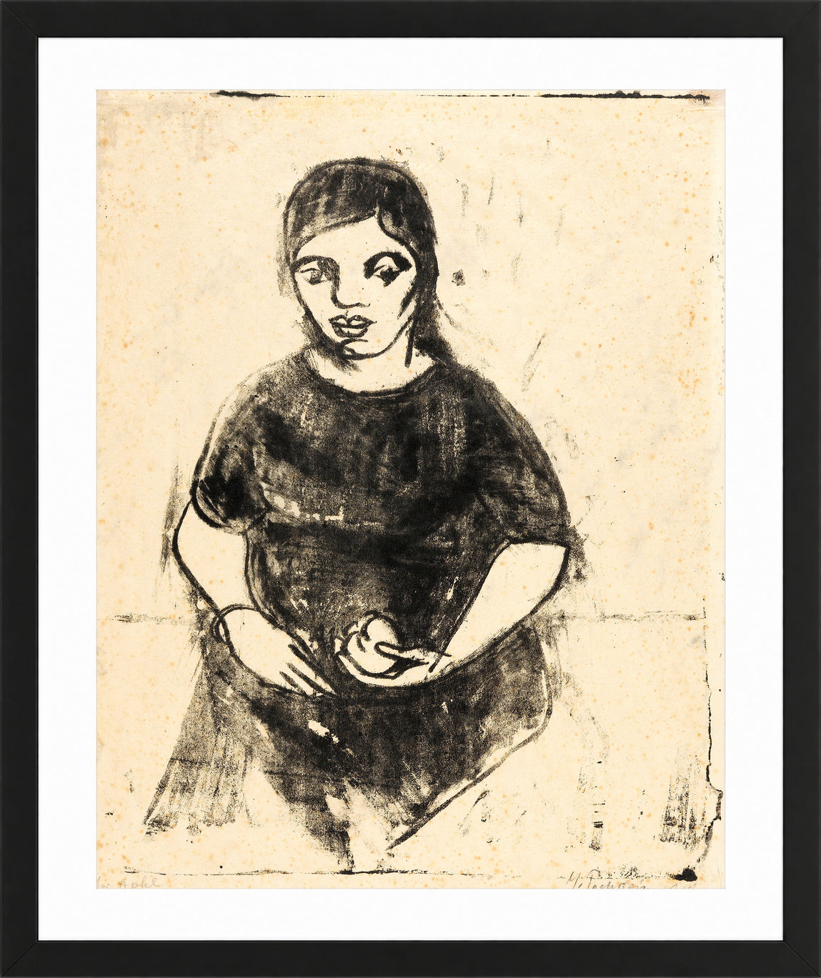 Hermann Max Pechstein Print, The Apple (1911) in a black frame