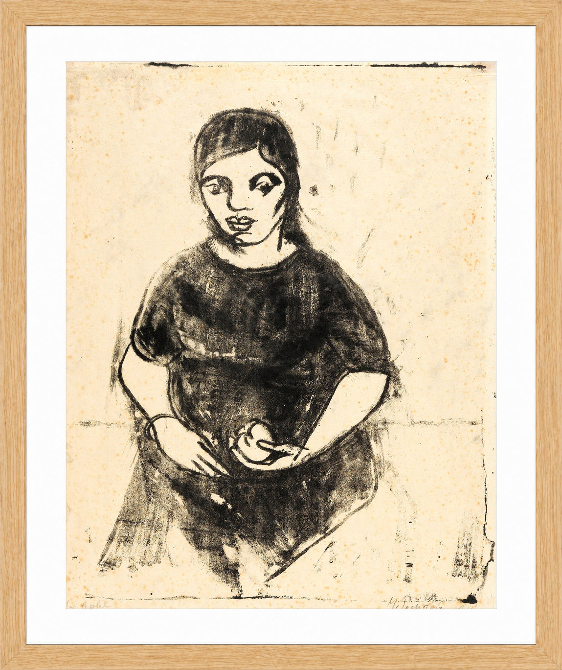 Hermann Max Pechstein Print, The Apple (1911) in a light oak frame