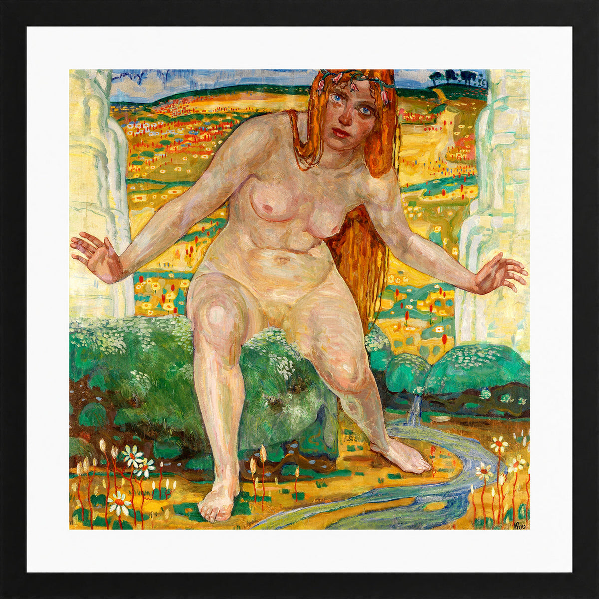 Hermann Max Pechstein Print, The Source (1906) in a black frame
