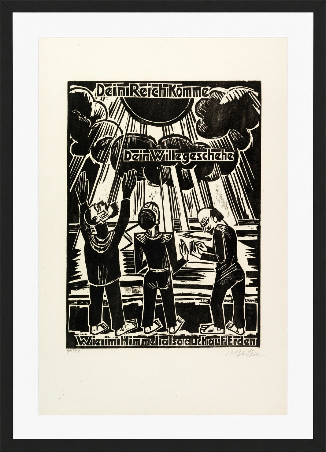 Hermann Max Pechstein Print, Thy kingdom come Thy will be done on earth as it is in heaven (Dein Reich komme Dein Wille geschehe Wie im Himmel also auch auf Erden) (1921) in a black frame