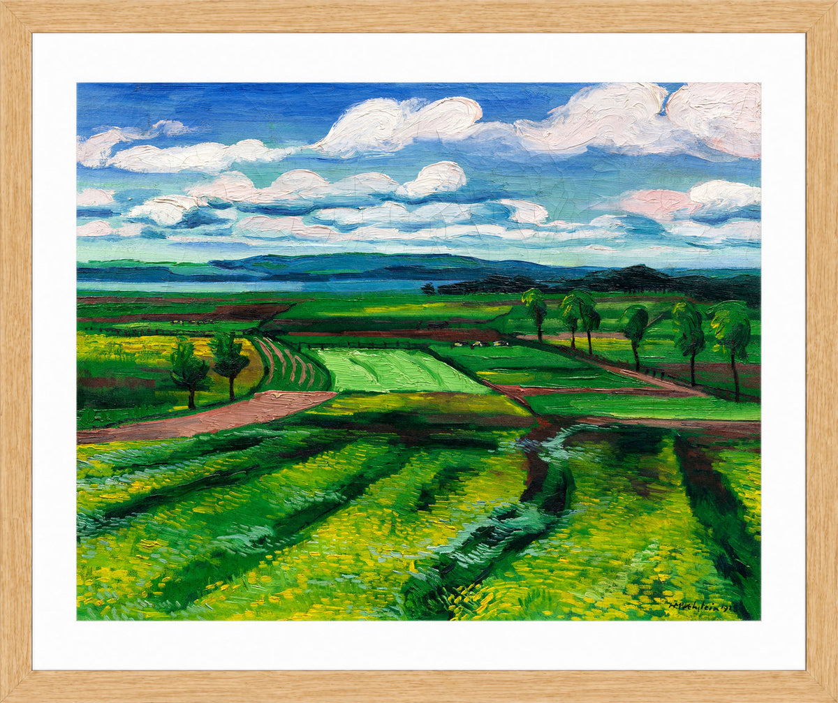 Hermann Max Pechstein Print, Wiesen (1928) in a light oak frame