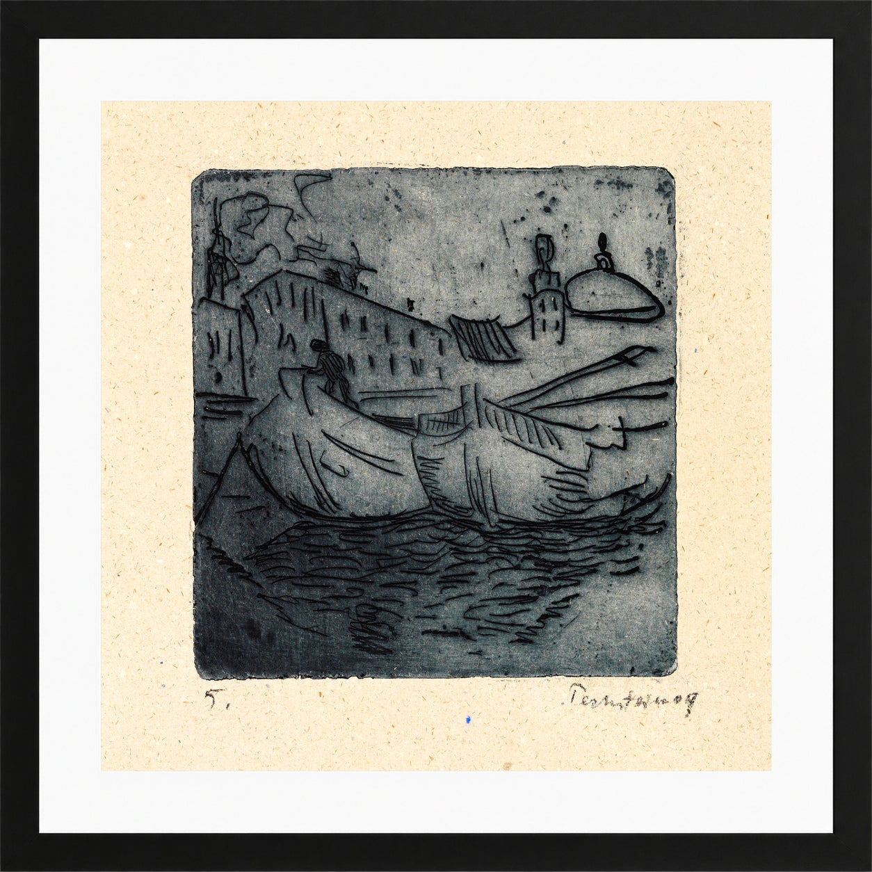 Hermann Max Pechstein Print, Zillen (1909) in a black frame
