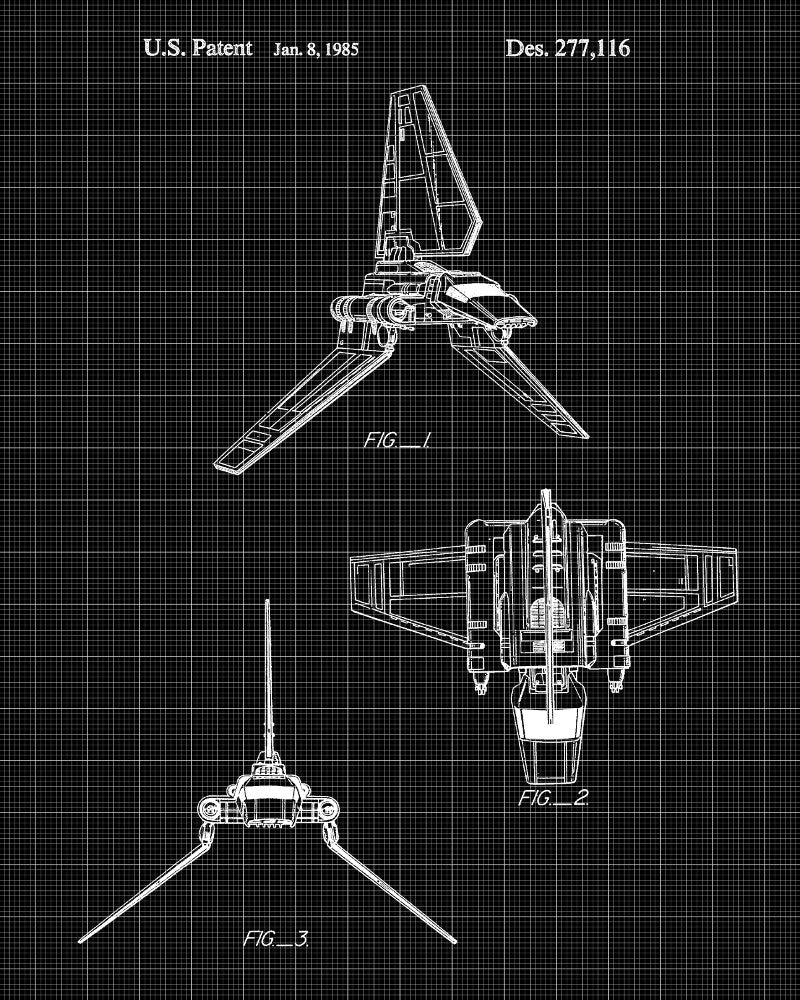 Imperial Shuttle Blueprint Poster Patent Print Star Wars Spaceship