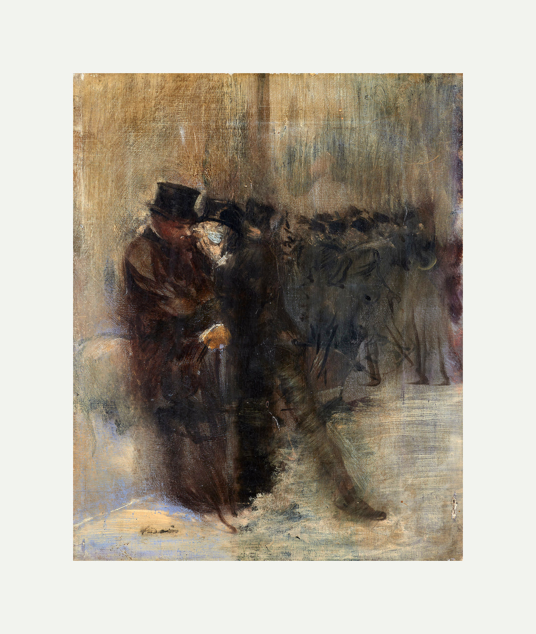 Jean-Louis Forain, Confidences dans les coulisses à l’Opéra (circa 1880) — rolled canvas