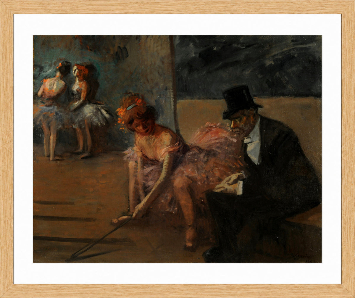 Jean-Louis Forain, Danseuse et admirateur derrière la scène (1903) — oak frame