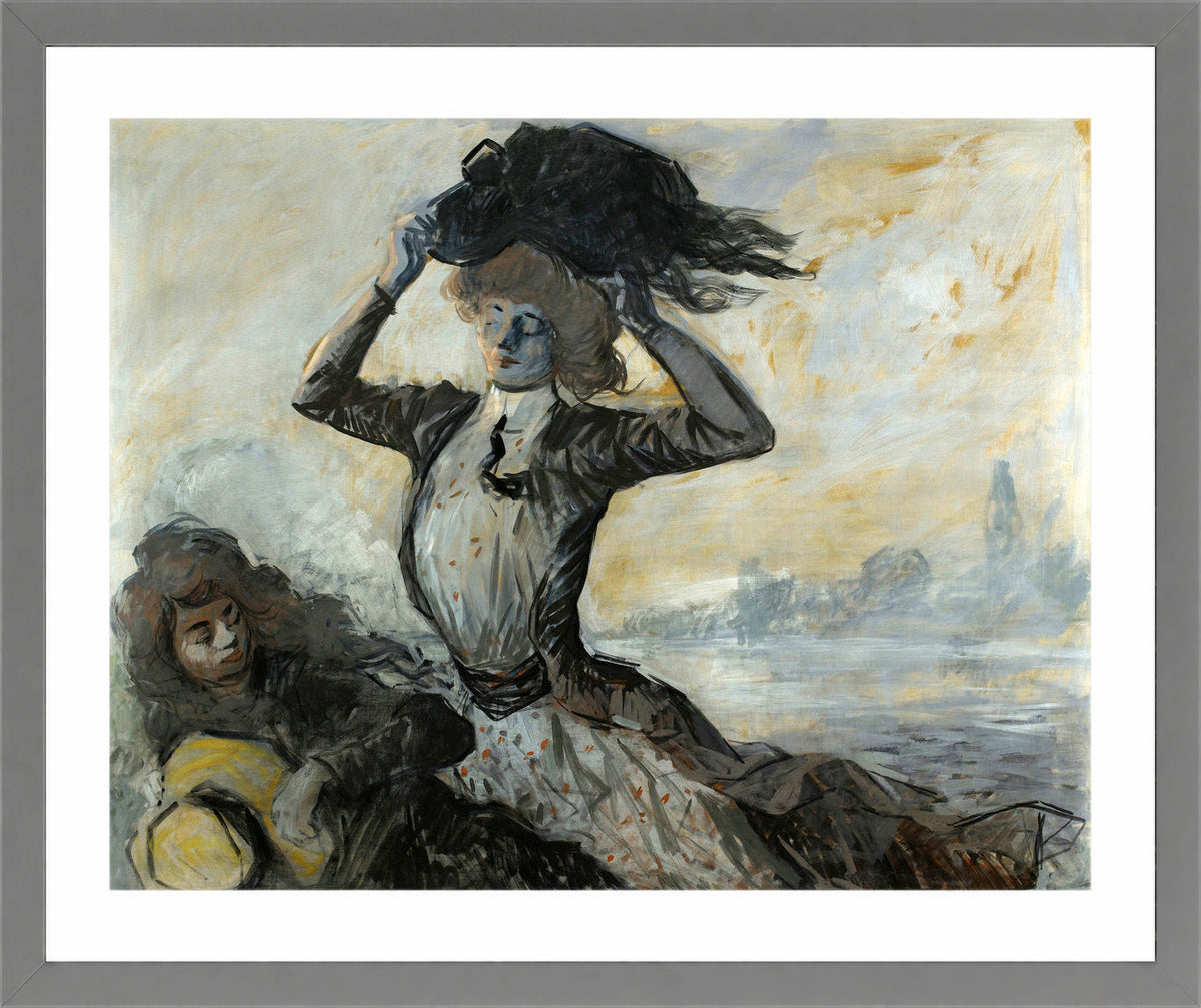 Jean-Louis Forain, Départ, le coup de vent (1900) — light grey frame