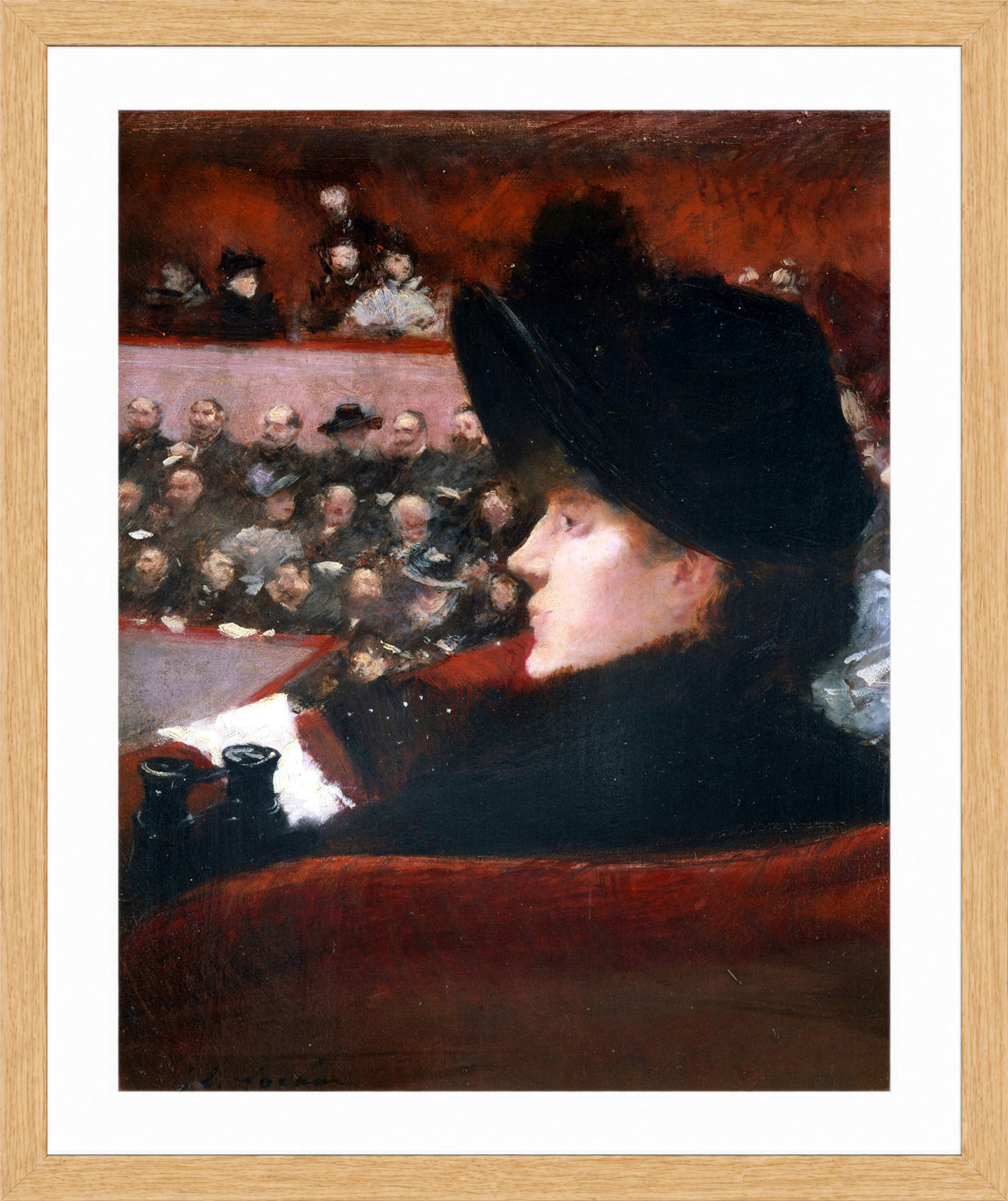 Jean-Louis Forain, La Loge (1880) — oak frame