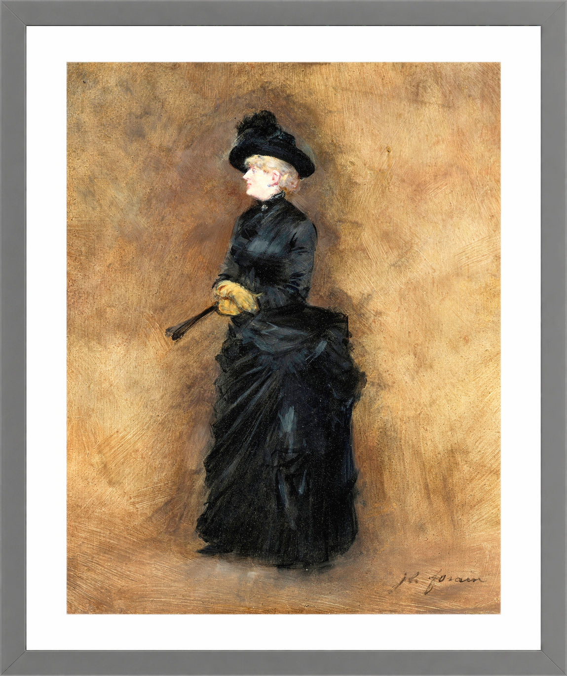 Jean-Louis Forain, L’élégante à l’éventail (circa 1890) — light grey frame