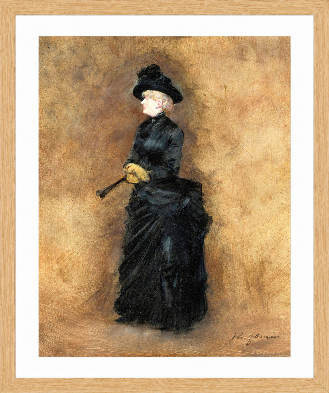 Jean-Louis Forain, L’élégante à l’éventail (circa 1890) — oak frame
