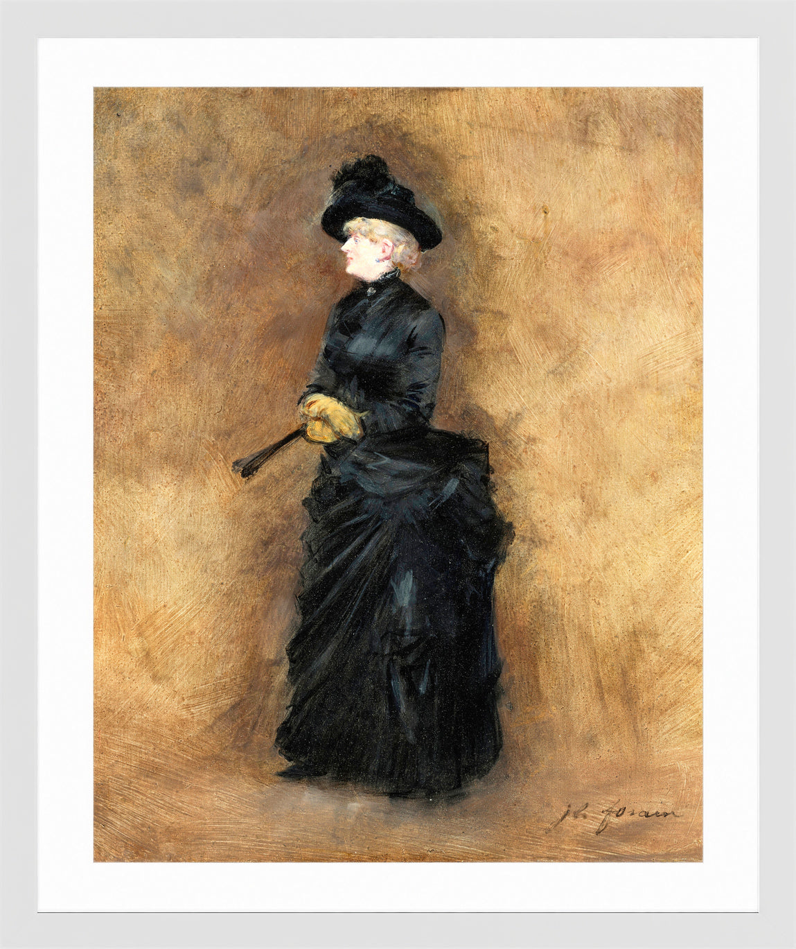 Jean-Louis Forain, L’élégante à l’éventail (circa 1890) — white frame