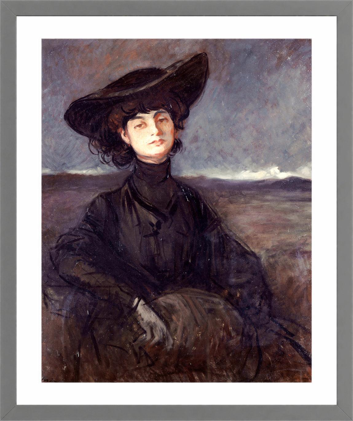 Jean-Louis Forain, Portrait de la comtesse Anna de Noailles (1905) — light grey frame