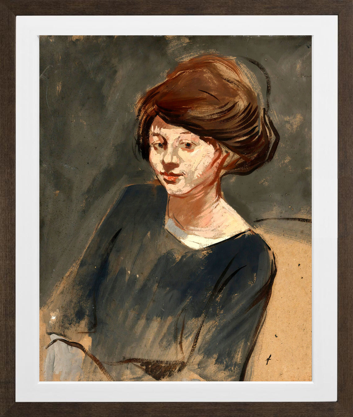 Jean-Louis Forain, Portrait of a Woman — brown frame