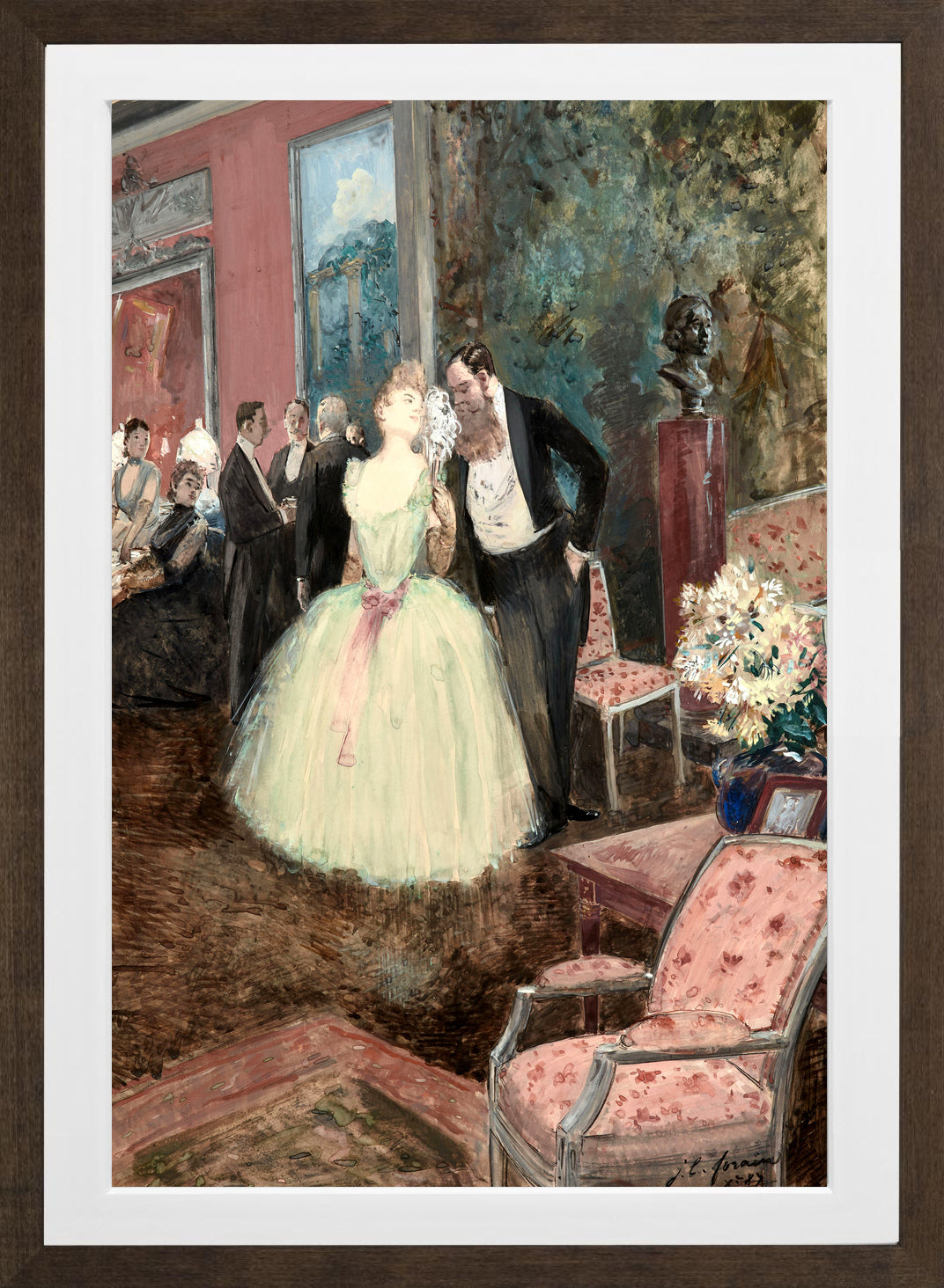 Jean-Louis Forain, Scène de bal (1887) — brown frame