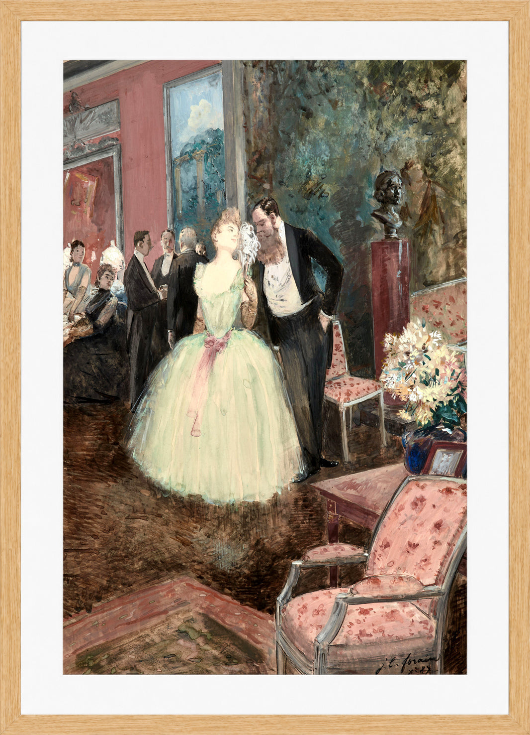 Jean-Louis Forain, Scène de bal (1887) — oak frame