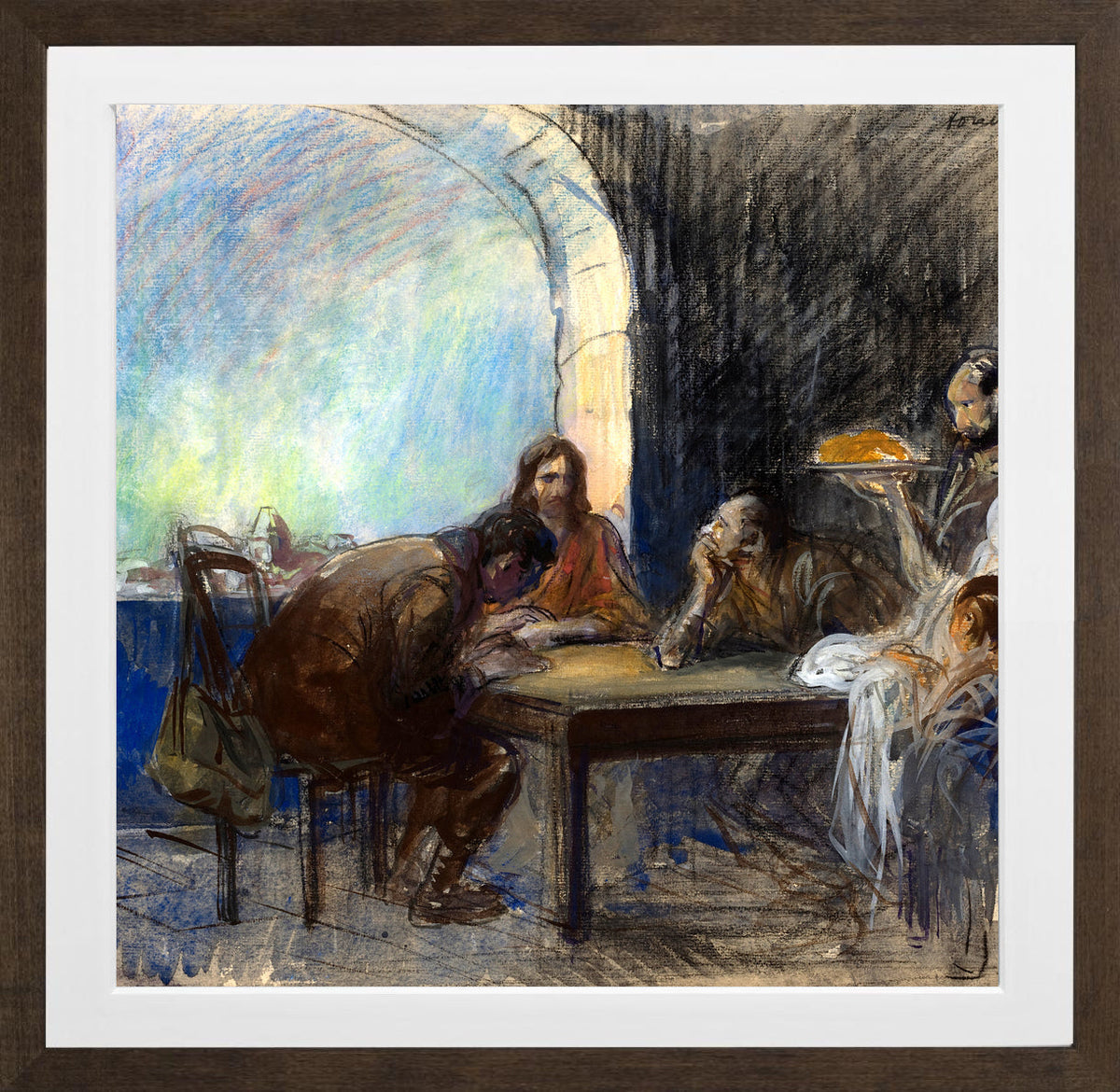 Jean-Louis Forain, The Supper at Emmaus (possibly circa 1912–1913) — brown frame