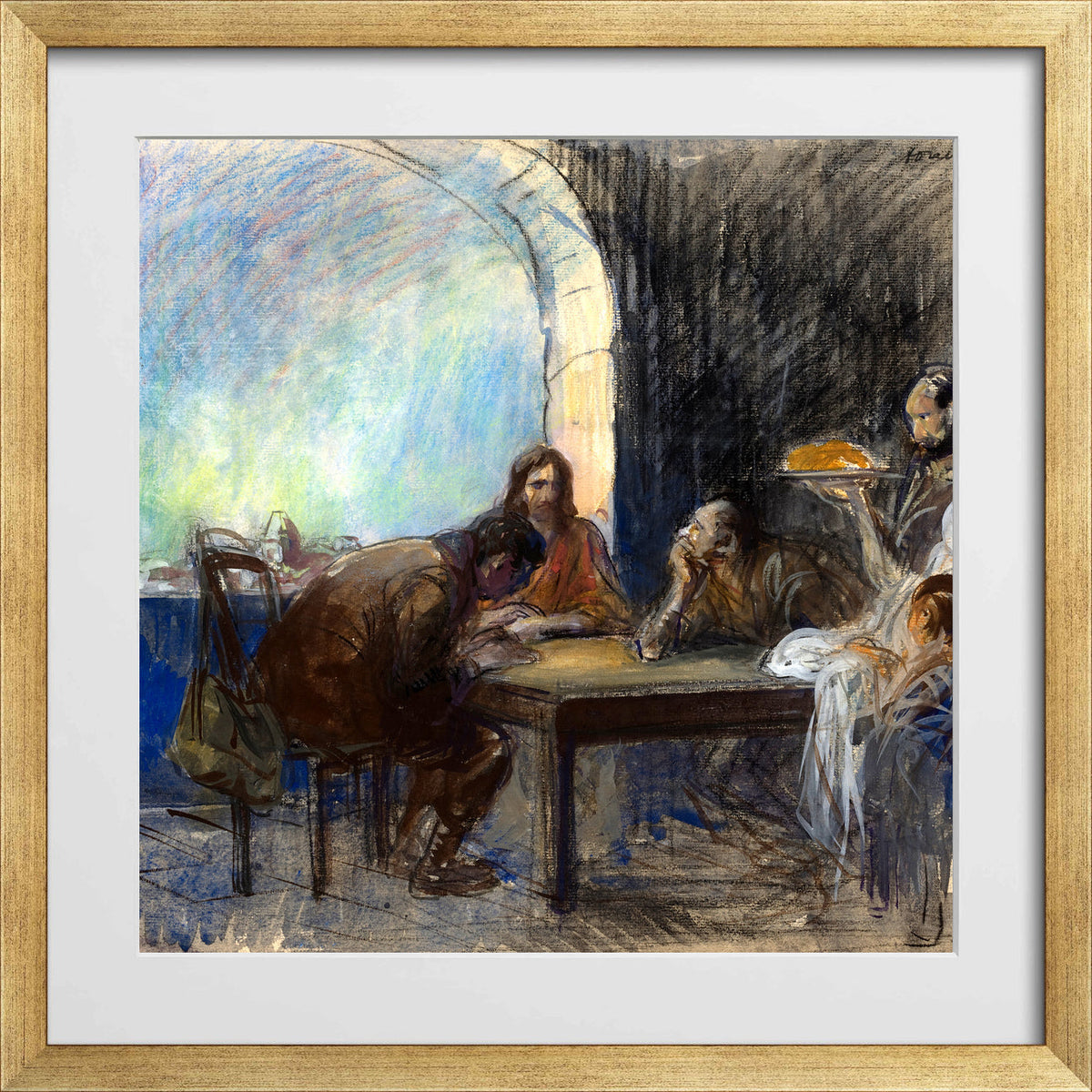 Jean-Louis Forain, The Supper at Emmaus (possibly circa 1912–1913) — gold frame
