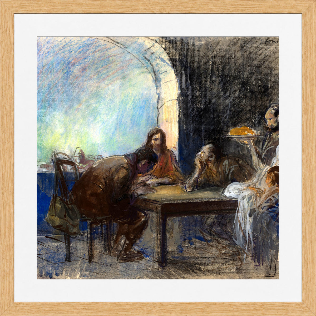 Jean-Louis Forain, The Supper at Emmaus (possibly circa 1912–1913) — oak frame