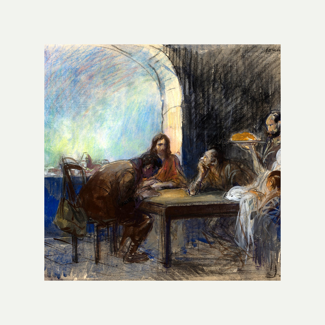 Jean-Louis Forain, The Supper at Emmaus (possibly circa 1912–1913) — rolled canvas