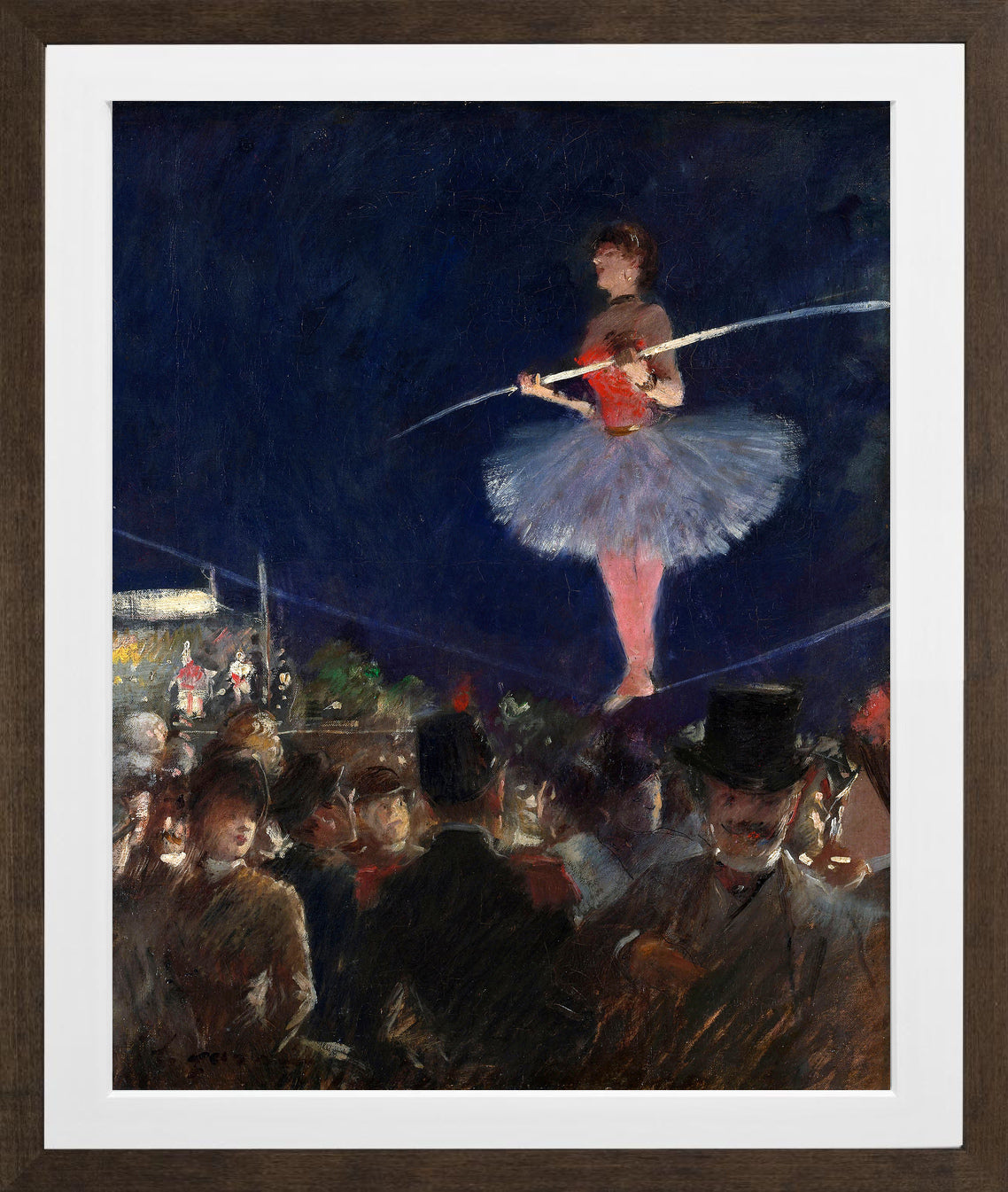 Jean-Louis Forain, Tight-Rope Walker (circa 1880) — brown frame
