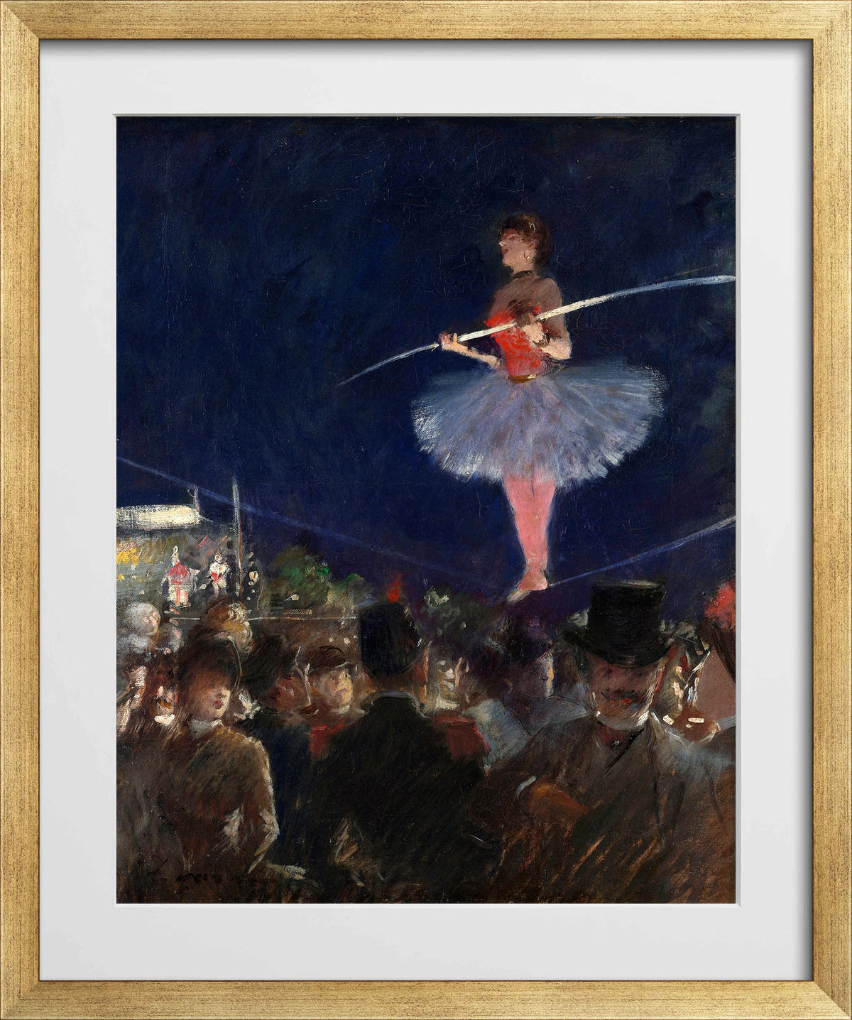 Jean-Louis Forain, Tight-Rope Walker (circa 1880) — gold frame
