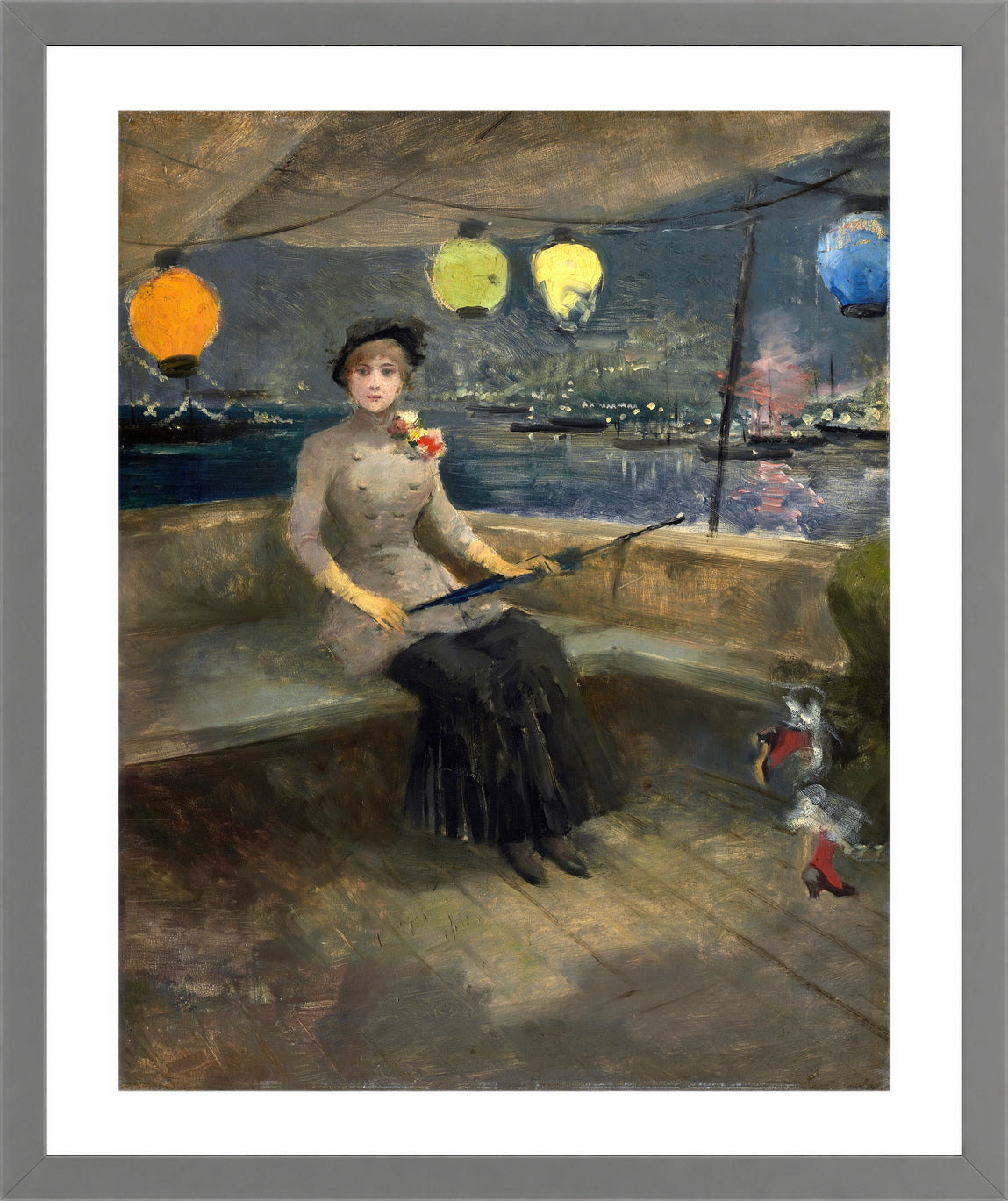 Jean-Louis Forain, Woman on a Yacht — light grey frame