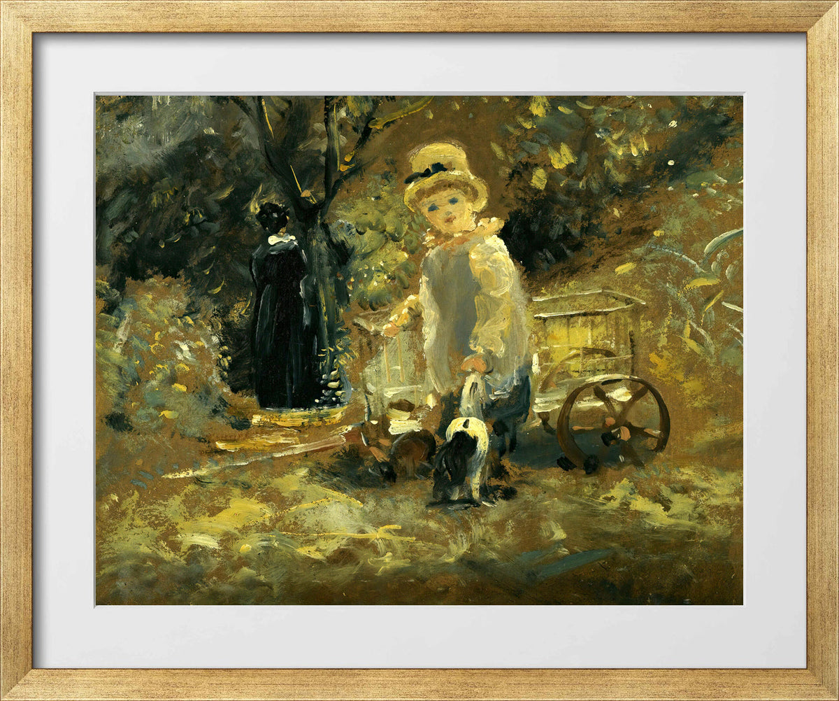 John Constable Print, A Boy With A Toy Cart in a gold frame