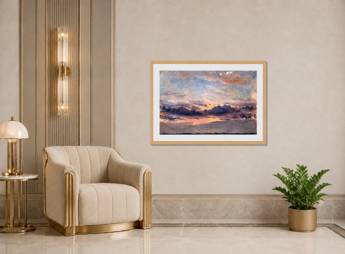 John Constable Print, A Cloud Study, Sunset (ca displayed in an Art Deco interior