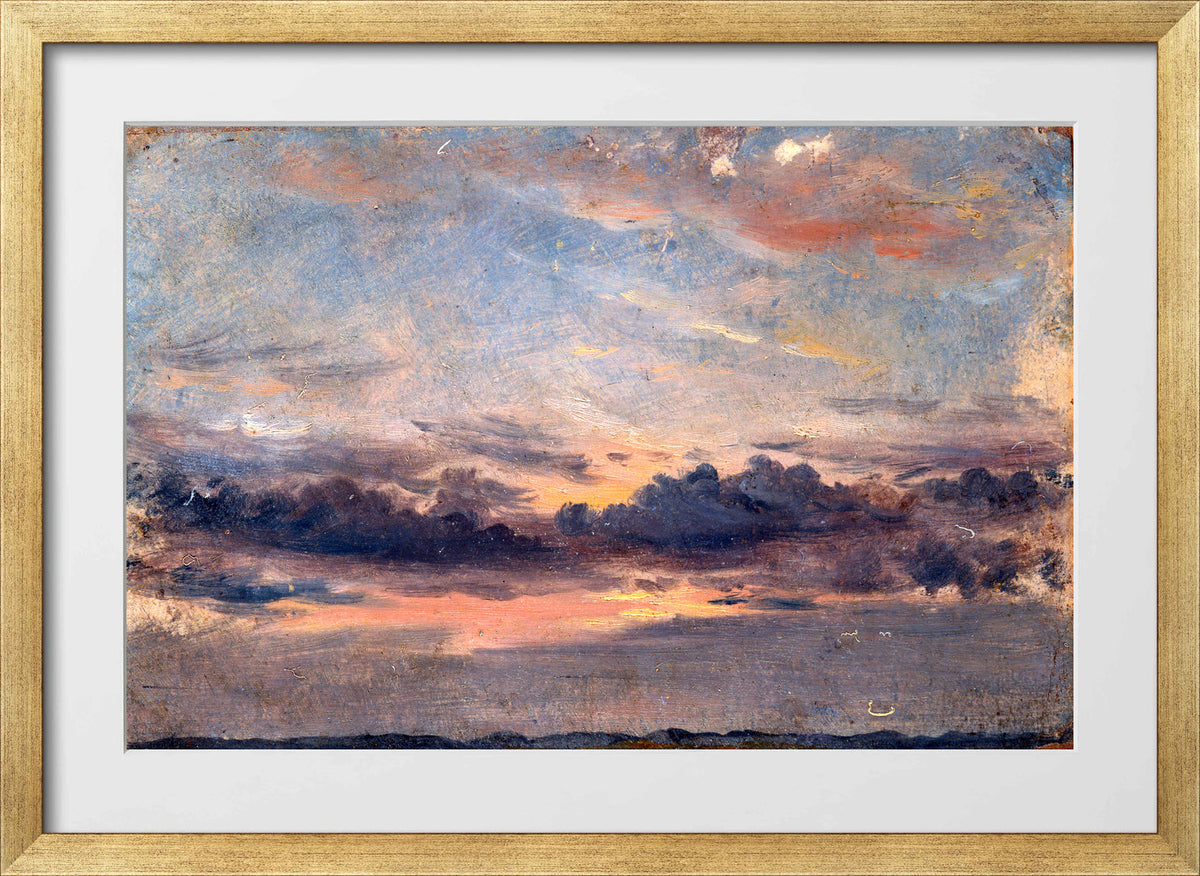 John Constable Print, A Cloud Study, Sunset (ca in a gold frame