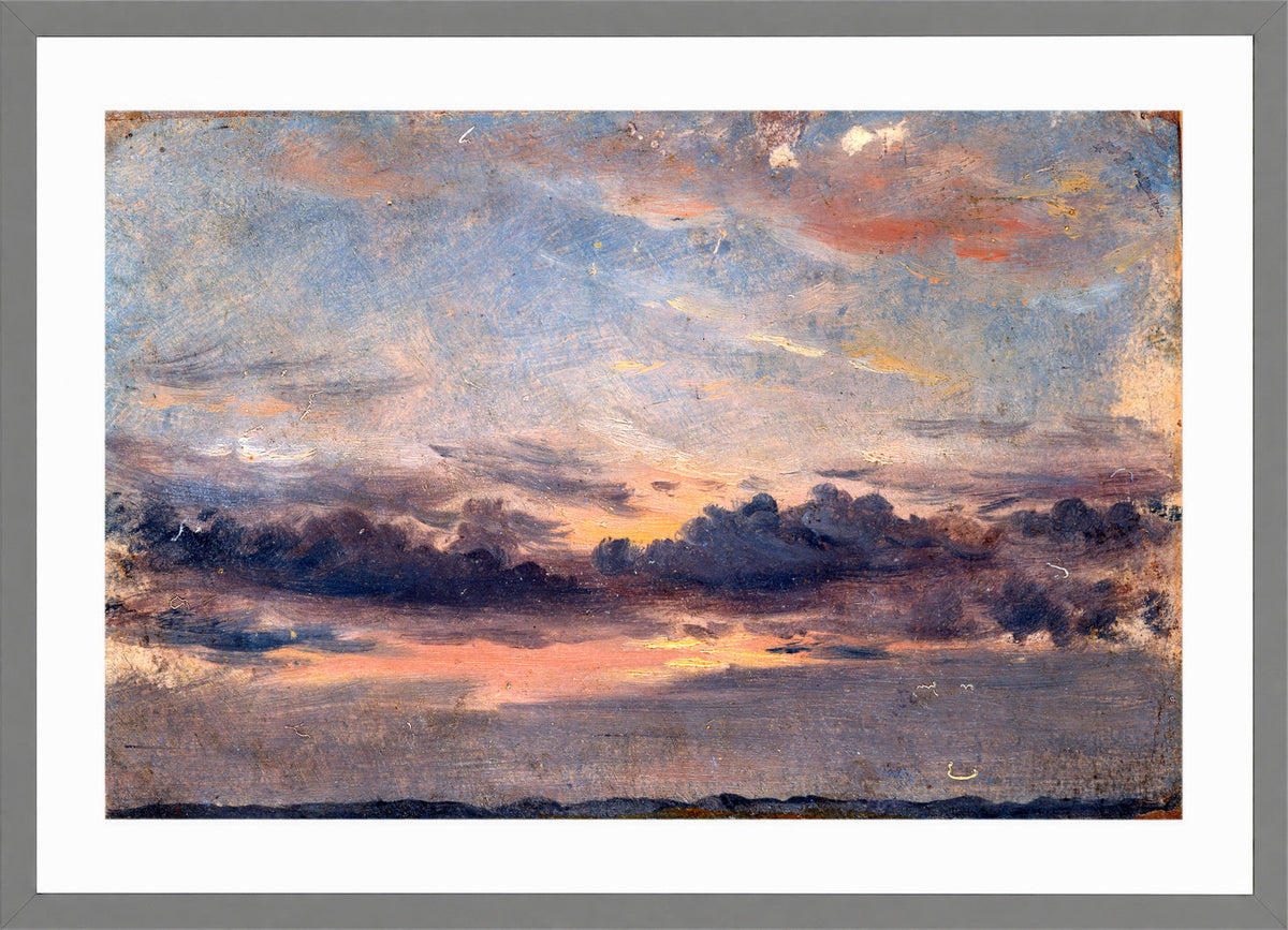 John Constable Print, A Cloud Study, Sunset (ca in a light grey frame