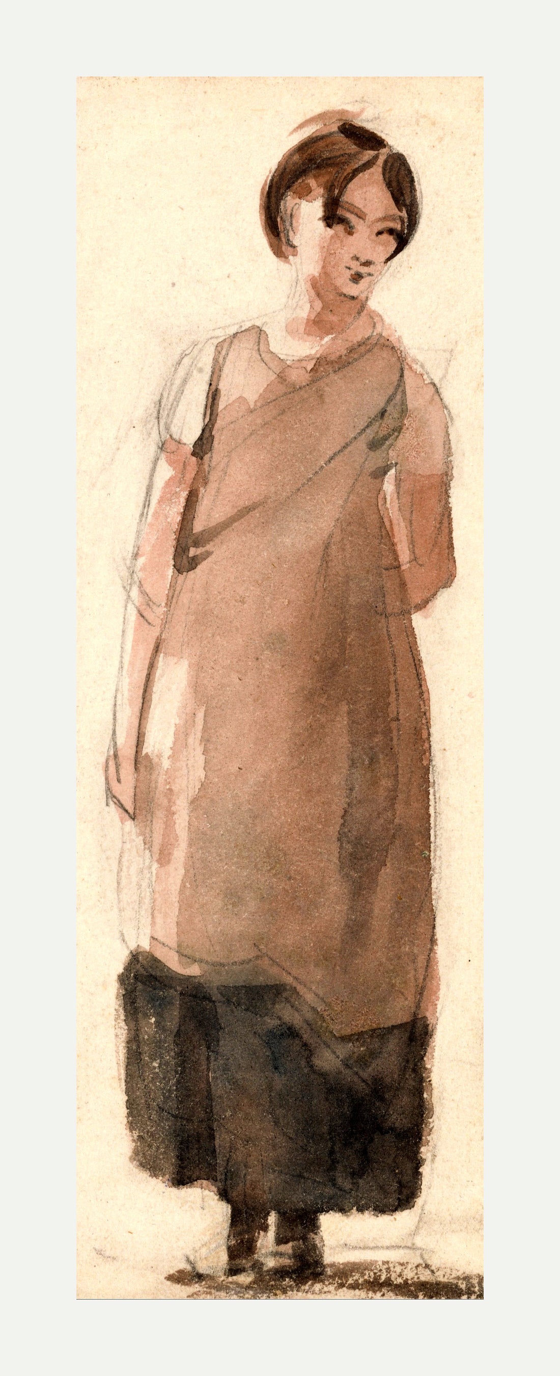 John Constable Print, A Country Girl in the Lake District with an off-white border for rolled canvas