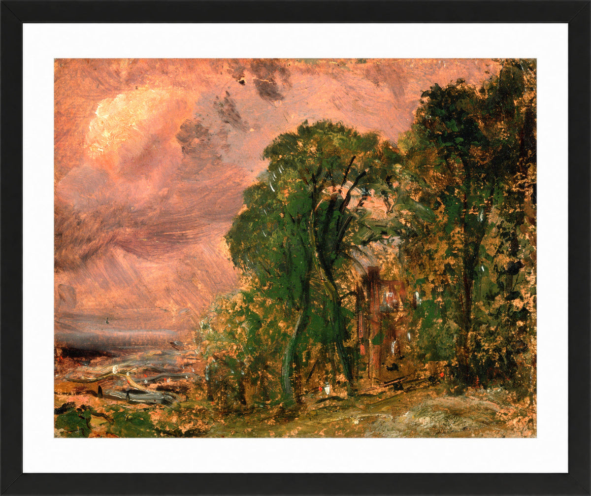 John Constable Print, A View at Hampstead with Stormy Weather (ca in a black frame