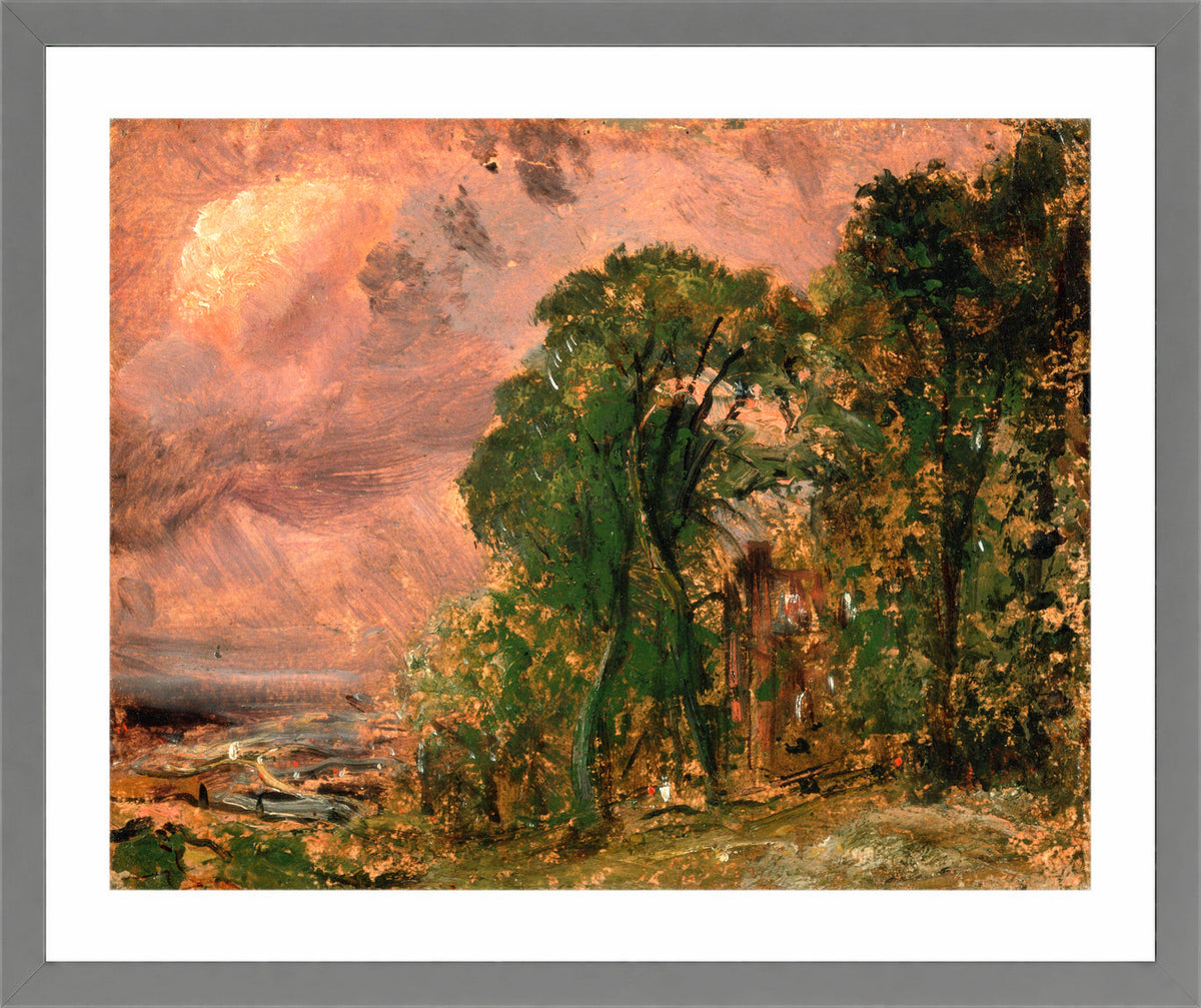 John Constable Print, A View at Hampstead with Stormy Weather (ca in a light grey frame