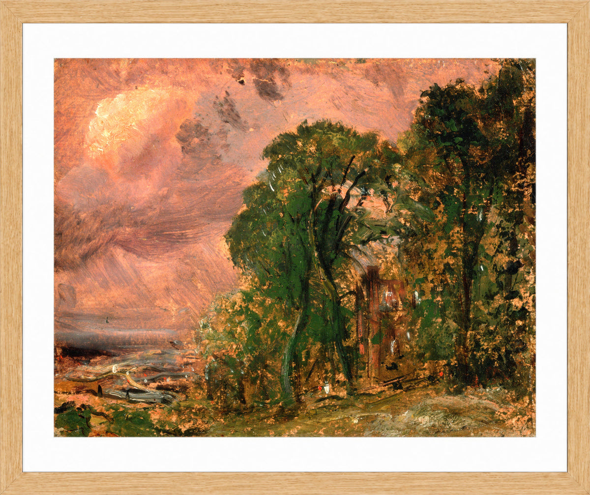 John Constable Print, A View at Hampstead with Stormy Weather (ca in an oak frame