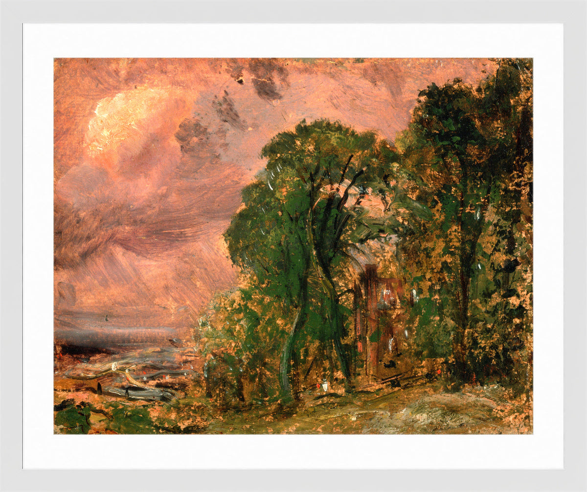 John Constable Print, A View at Hampstead with Stormy Weather (ca in a white frame