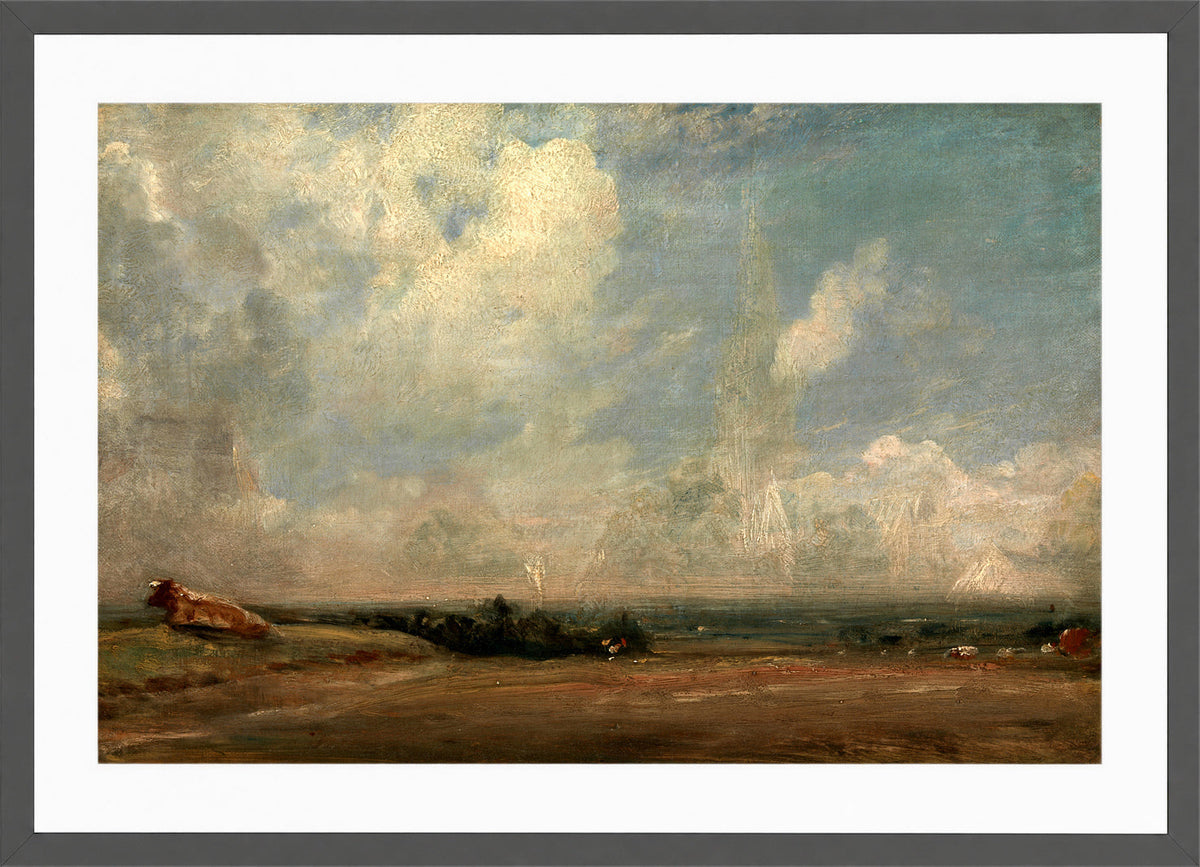 John Constable Print, A View from Hampstead Heath (ca in a dark grey frame