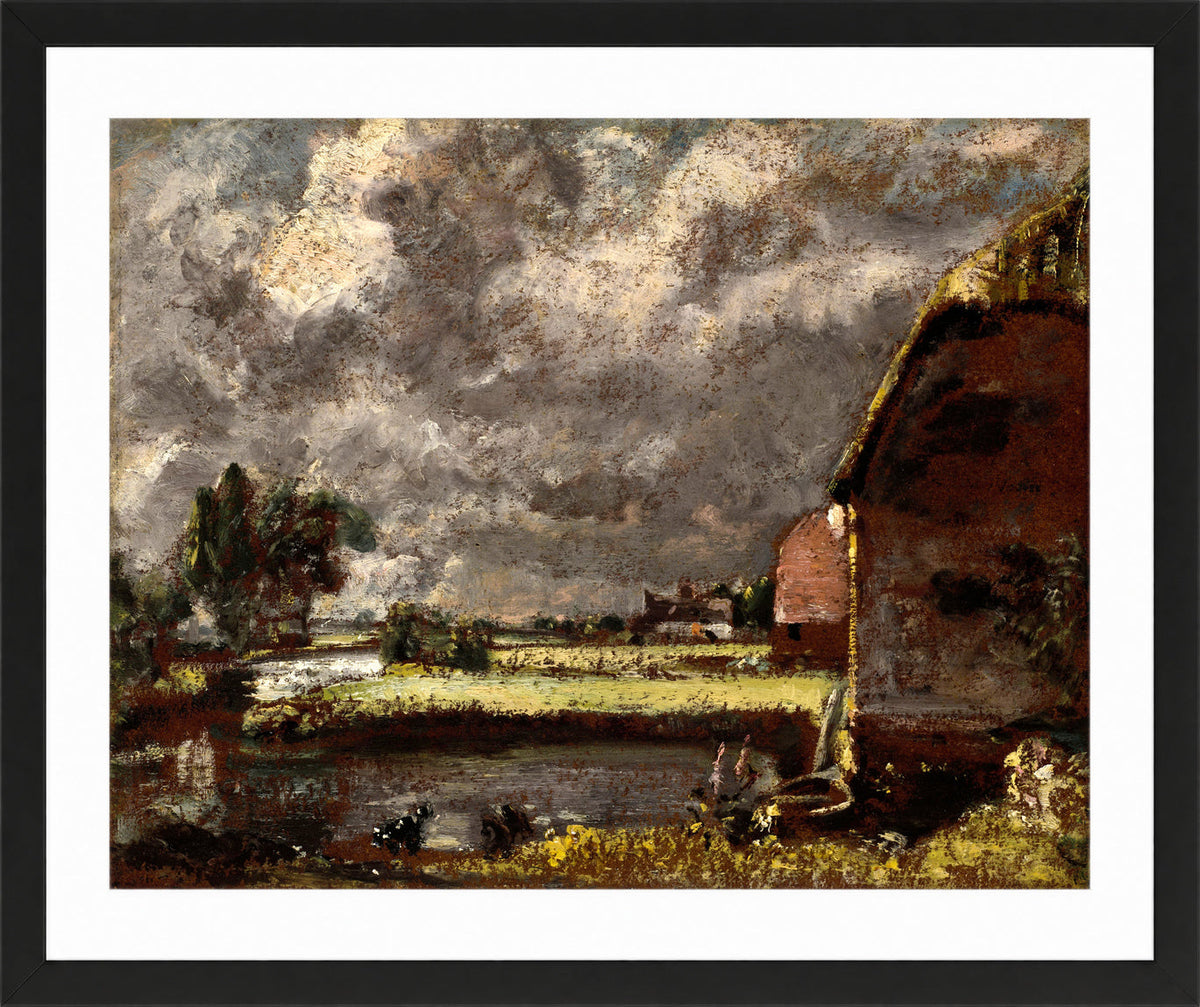 John Constable Print, A View on the Banks of the River Stour in a black frame
