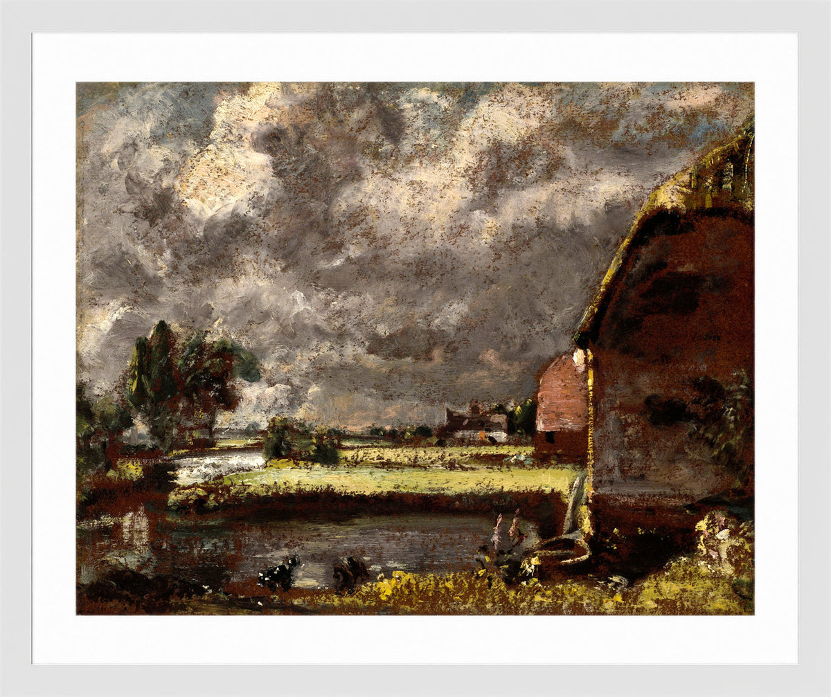 John Constable Print, A View on the Banks of the River Stour in a white frame
