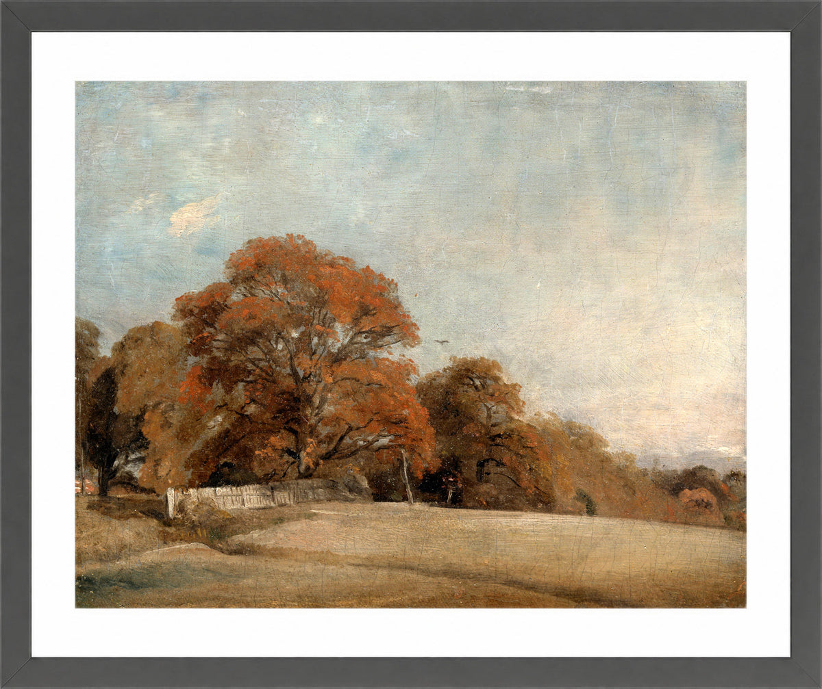 John Constable Print, An Autumnal Landscape at East Bergholt (1805-1808) in a dark grey frame