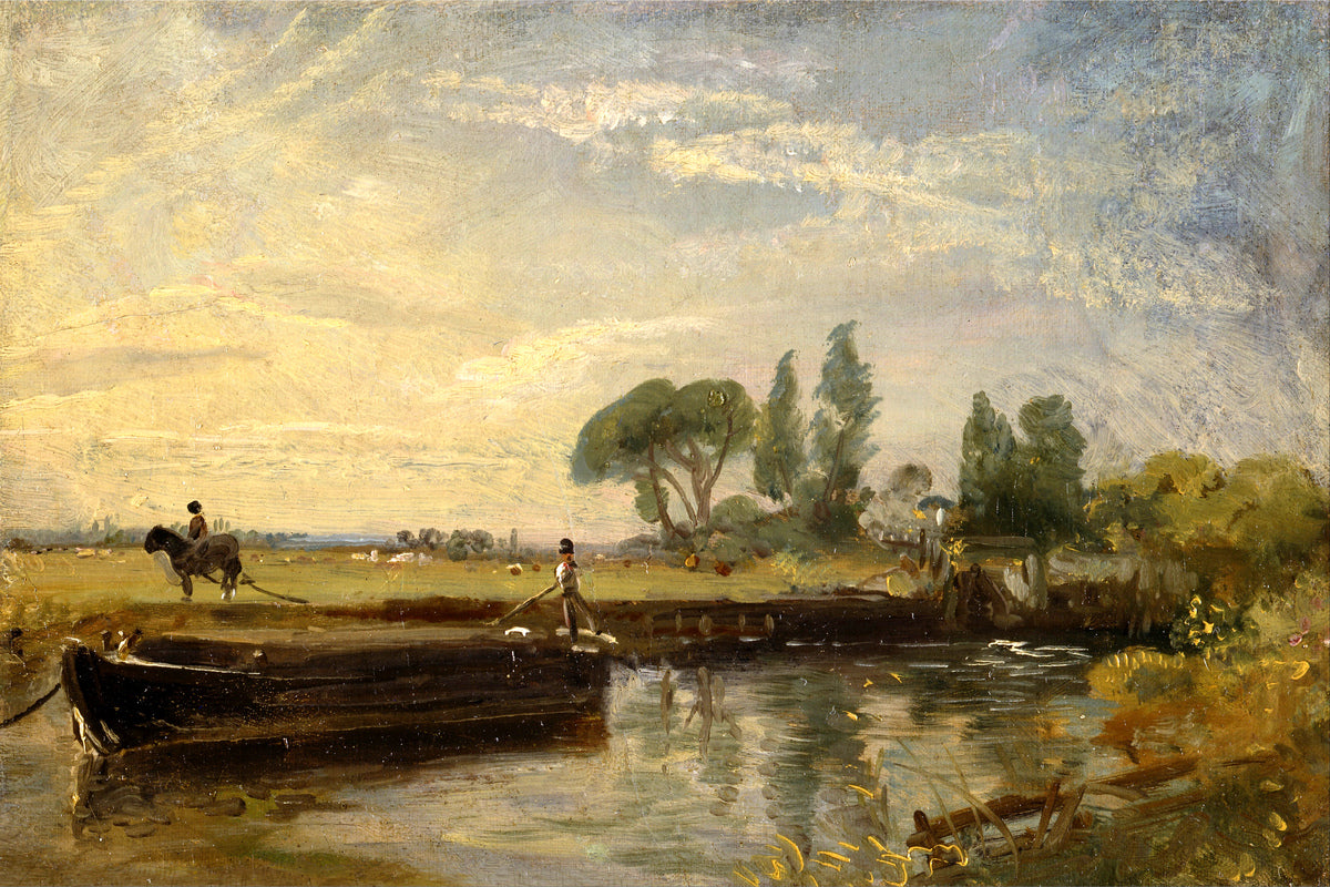 John Constable Print, Barge below Flatford Lock (ca as an unframed print
