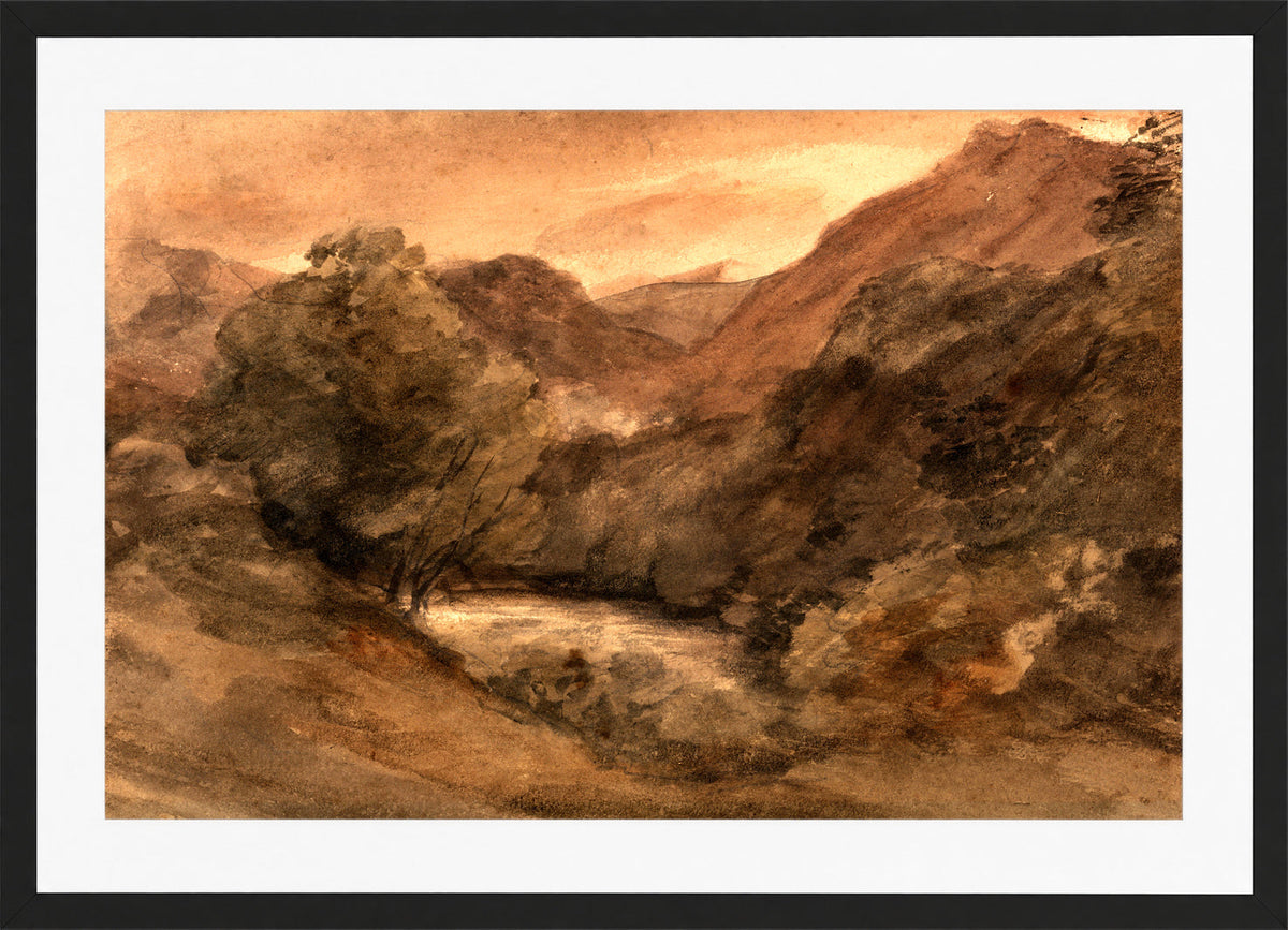 John Constable Print, Borrowdale- Evening after a Fine Day, 1 October 1806 in a black frame