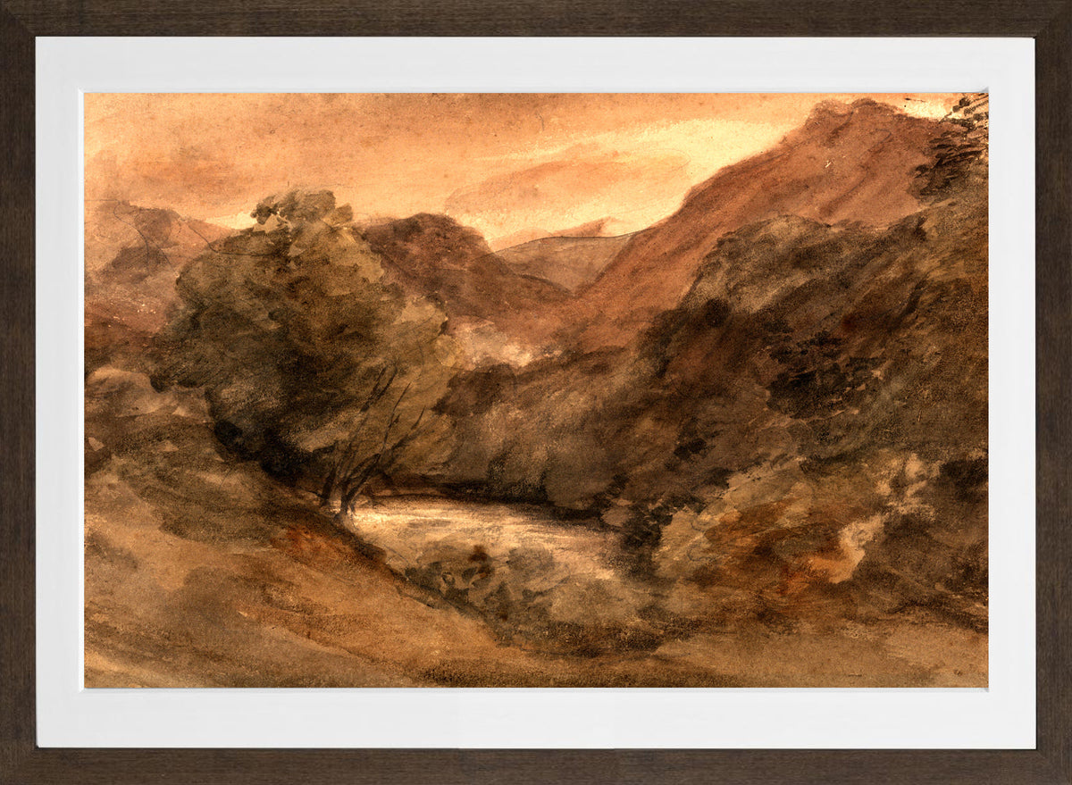 John Constable Print, Borrowdale- Evening after a Fine Day, 1 October 1806 in a brown frame