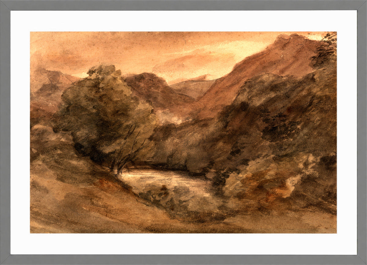 John Constable Print, Borrowdale- Evening after a Fine Day, 1 October 1806 in a light grey frame