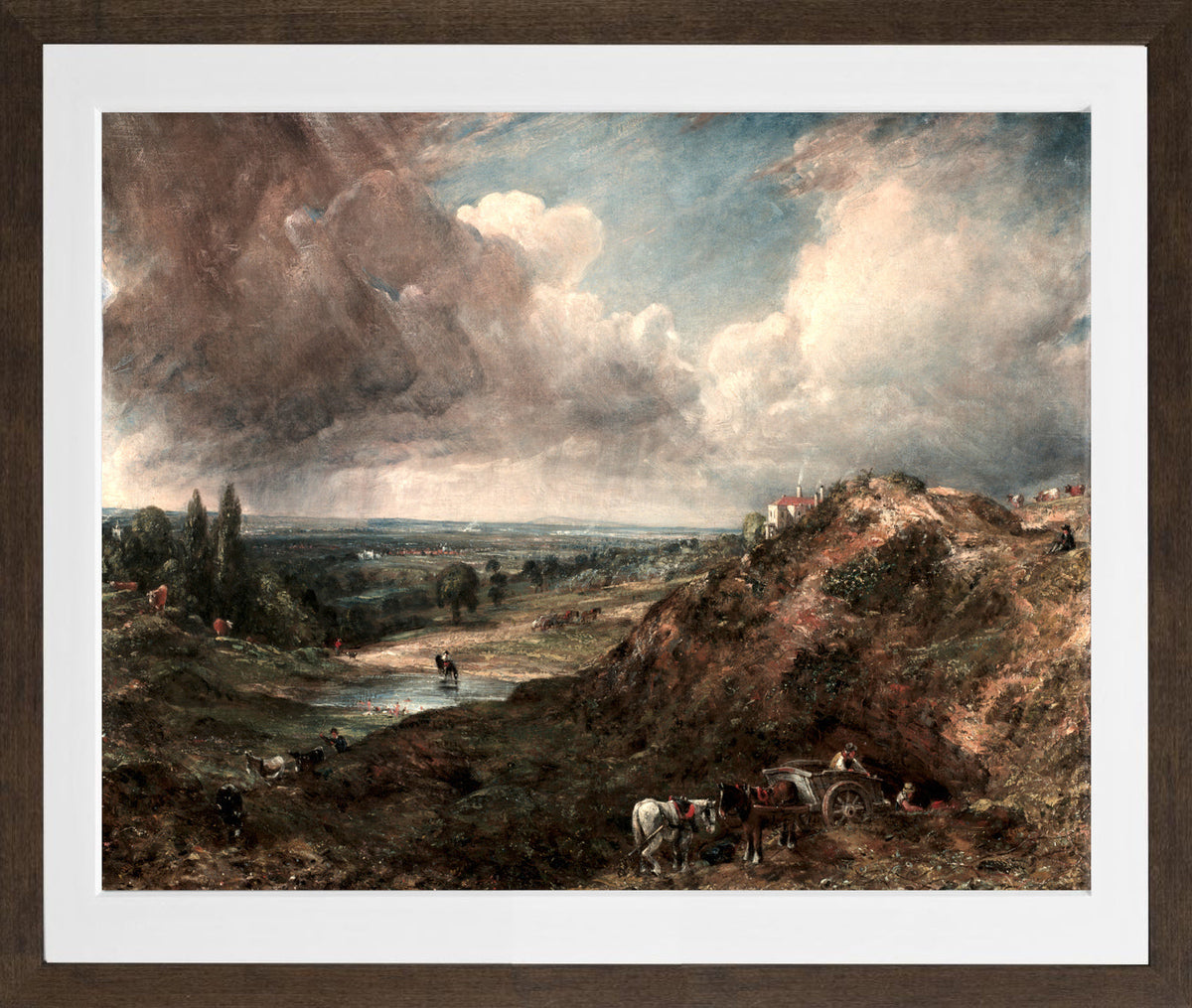 John Constable Print, Branch Hill Pond, Hampstead (1828) in a brown frame
