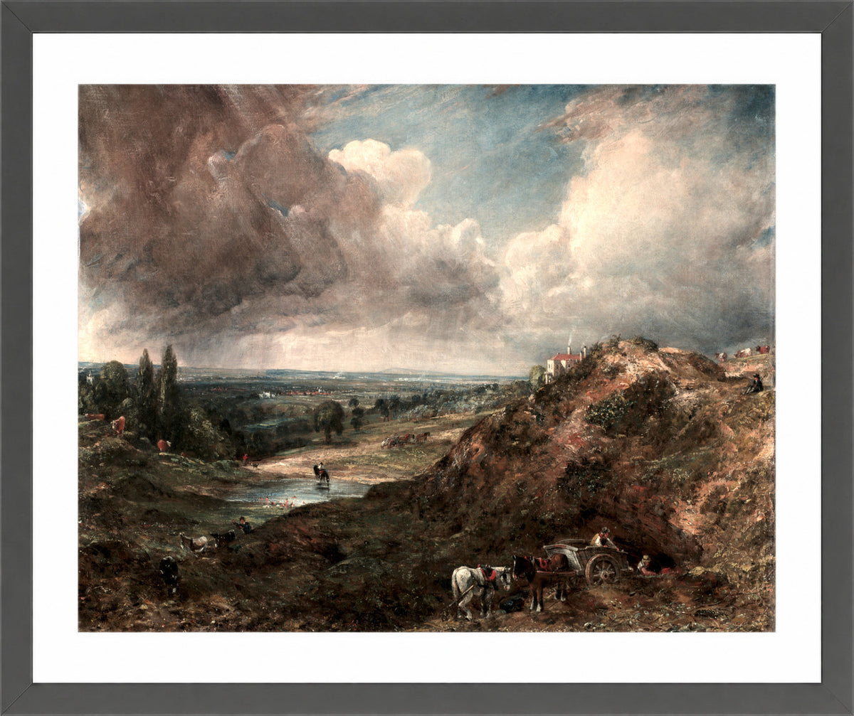 John Constable Print, Branch Hill Pond, Hampstead (1828) in a dark grey frame