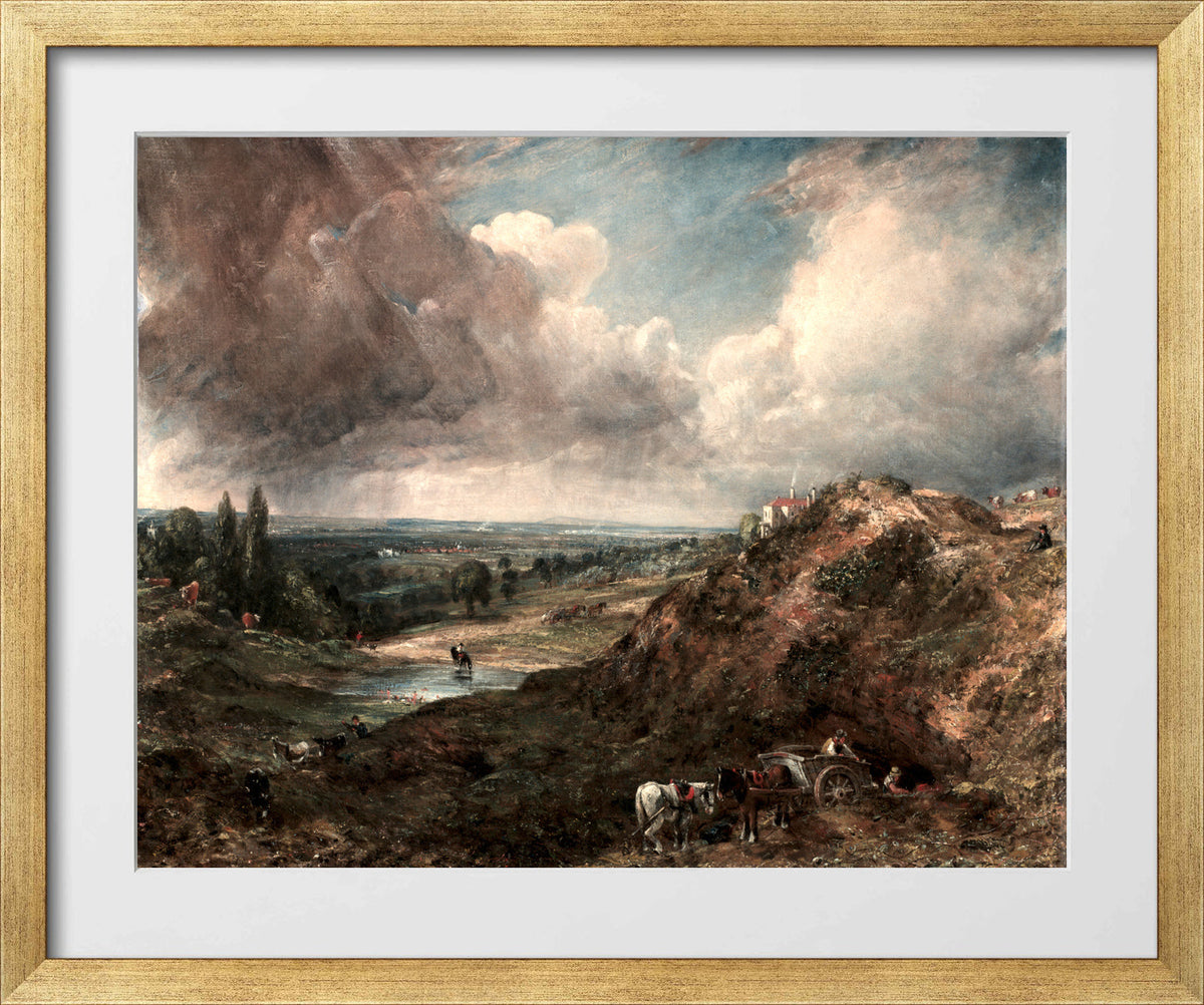 John Constable Print, Branch Hill Pond, Hampstead (1828) in a gold frame